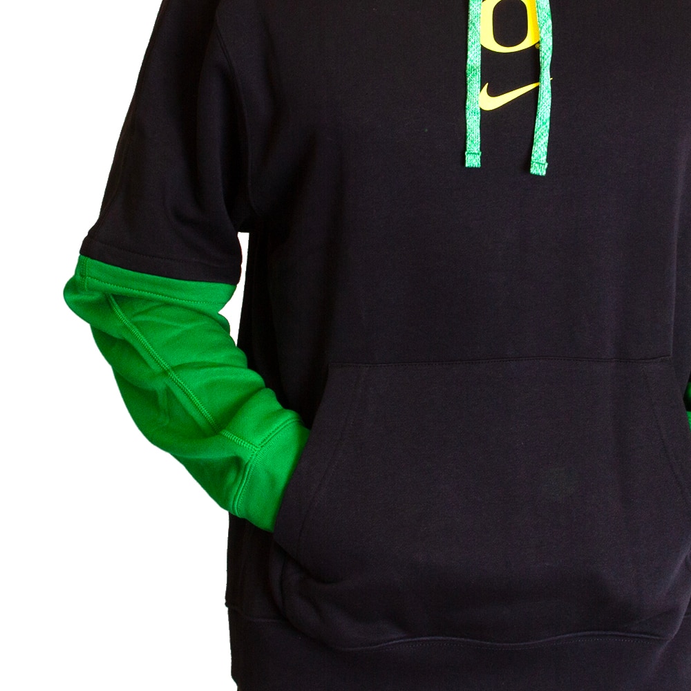 Classic Oregon O, Nike, Black, Hoodie, Cotton Blend, Men, Football, Club, Fleece, Sideline, Pullover, Sweatshirt, 797563